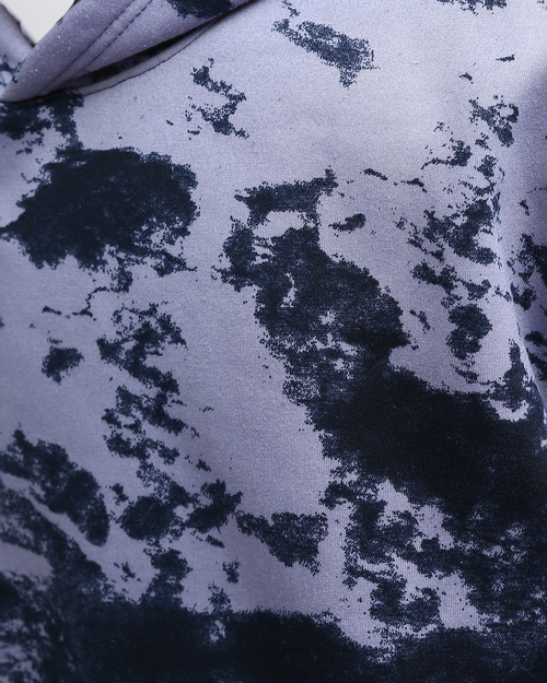 Ravin Men’s Oversized "Cloud Burst" Abstract Tie-Dye Hoodie – Lavender & Navy - o198339