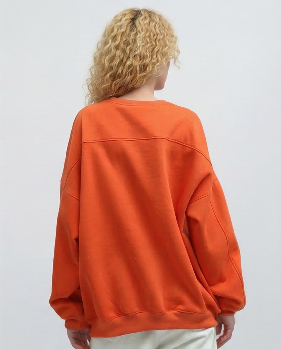 Vibrant Orange Intuition Graphic Oversized Sweatshirt - 0198530