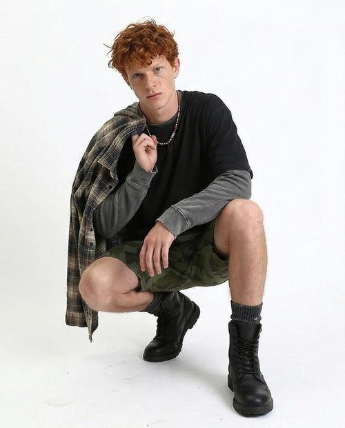 Ravin Men’s Regular-Fit Camouflage Summer Shorts – Olive & Dark Green Urban Cargo Style - O199081