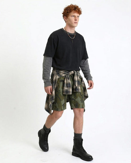 Ravin Men’s Regular-Fit Camouflage Summer Shorts – Olive & Dark Green Urban Cargo Style - O199081