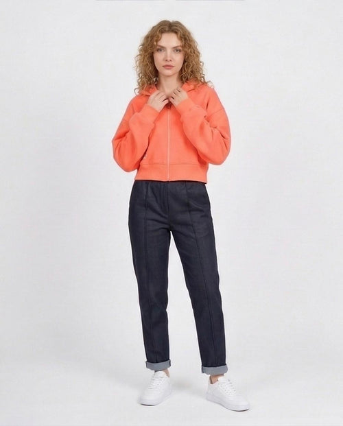 Ravin Women's Cropped Zip-Up Hoodie – Rugged Off-Road Graphic – Orange - O201150