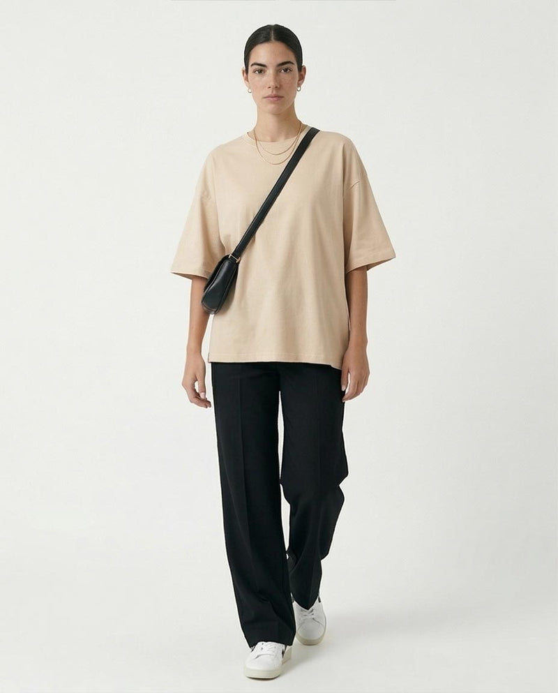 Ravin Oversized Heavyweight Cotton T-Shirt in Sand - O203152