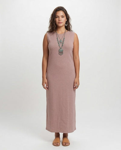 Women's Sleeveless Knit Maxi Dress - Dusty Rose