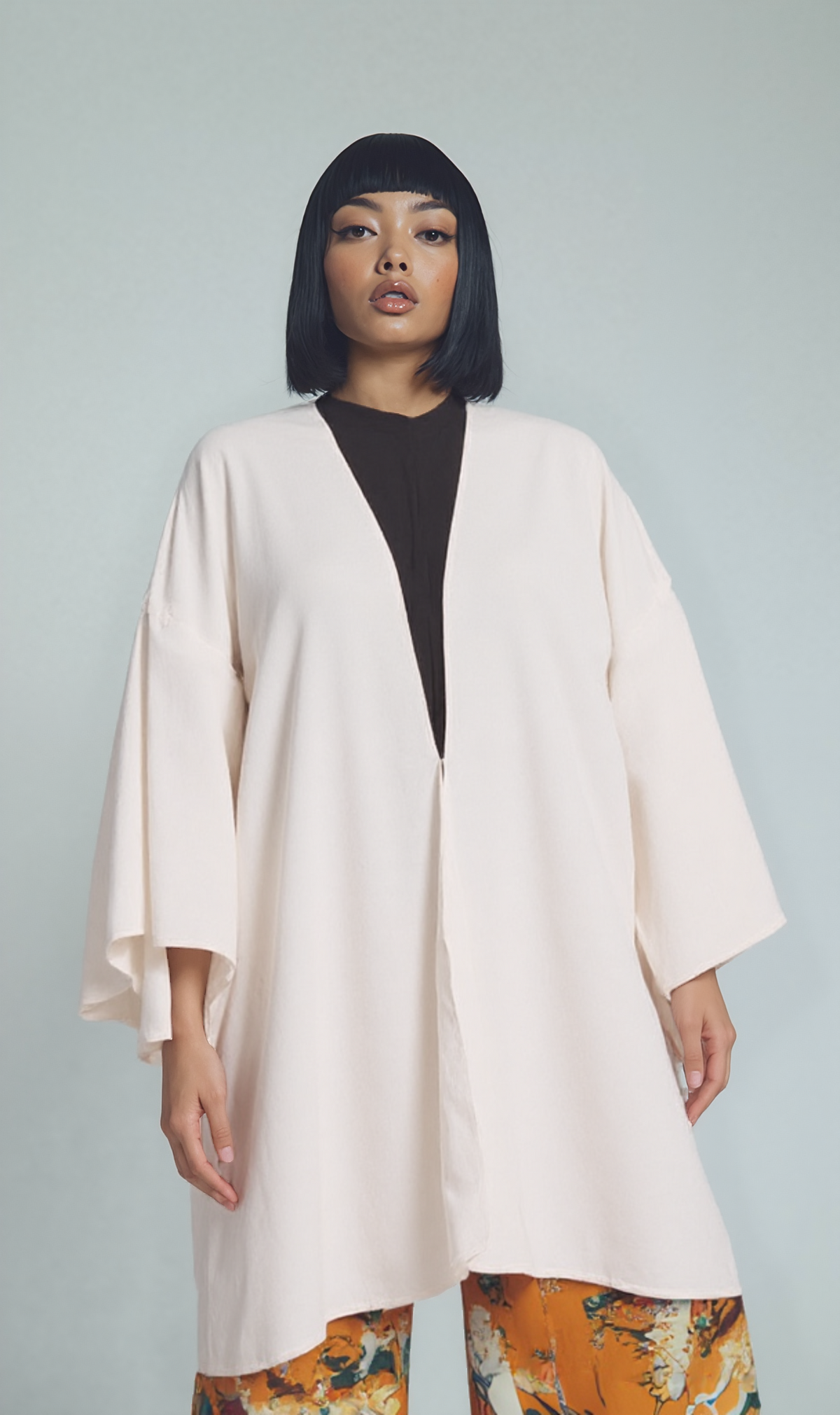 Crepe Chiffon Kimono - White