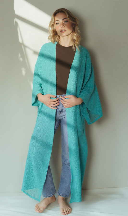 R206560 - Textured Tricot Kimono - Teal