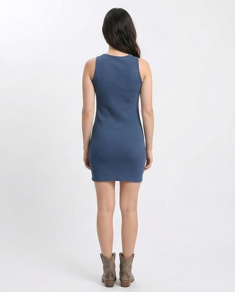 Ravin Women's Rib-Knit Sleeveless Mini Bodycon Dress – Slate Blue - R207228