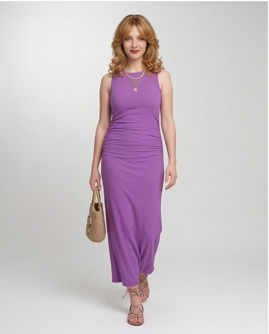 Ravin Women's Ruched Side Sleeveless Maxi Dress - Purple - R207242