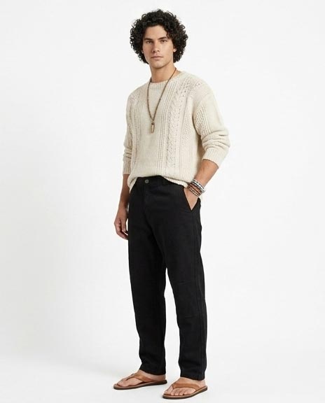 Ravin Men’s Relaxed Utility Cargo Trousers with Articulated Knee Detail – Black - R209804