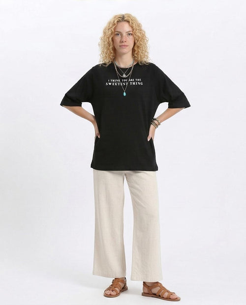 Ravin Women's Oversized Raglan T-Shirt with Graphic Back Print - Black - R210324