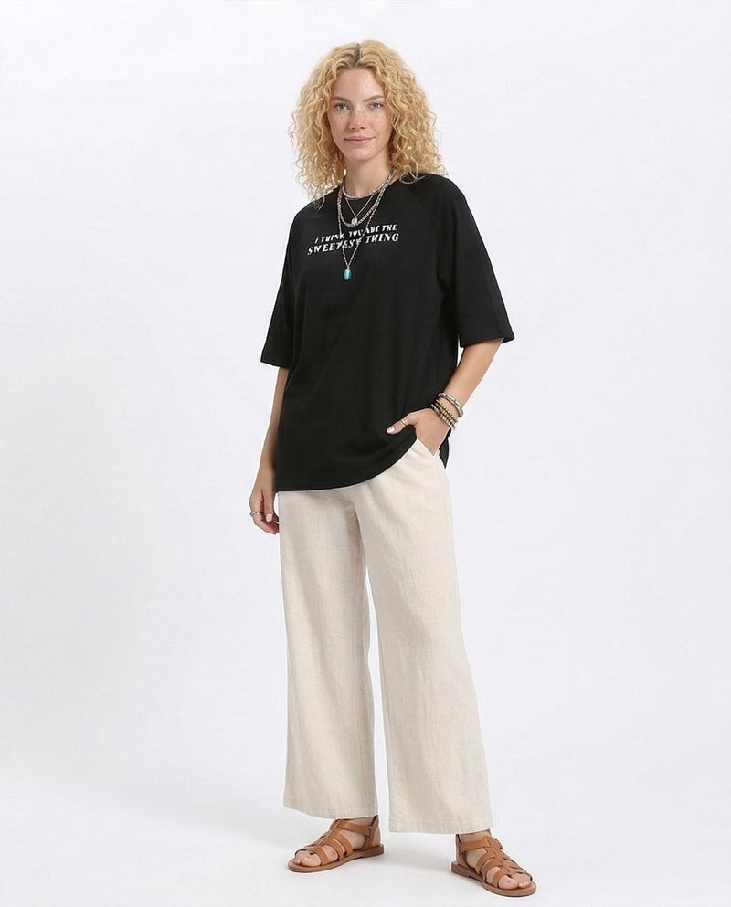 Ravin Women's Oversized Raglan T-Shirt with Graphic Back Print - Black - R210324