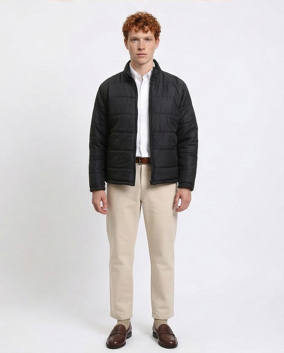 Ravin Men’s Horizontal Quilted Lightweight Puffer Jacket - Black - R211350