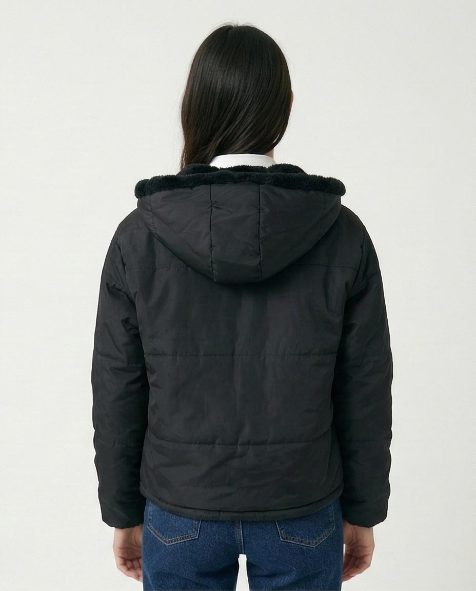 Ravin Women’s Faux-Fur Lined Hooded Puffer Jacket – Black - R211495