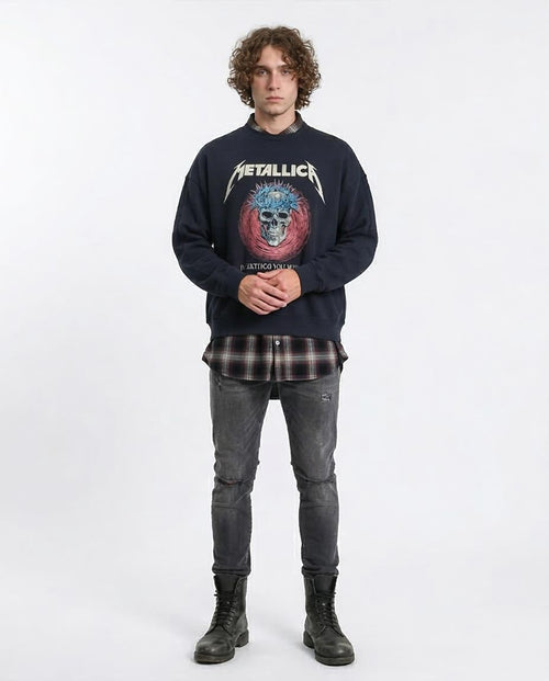 R212203 Ravin x Metallica Oversized "Vertigo" Graphic Sweatshirt – Balck