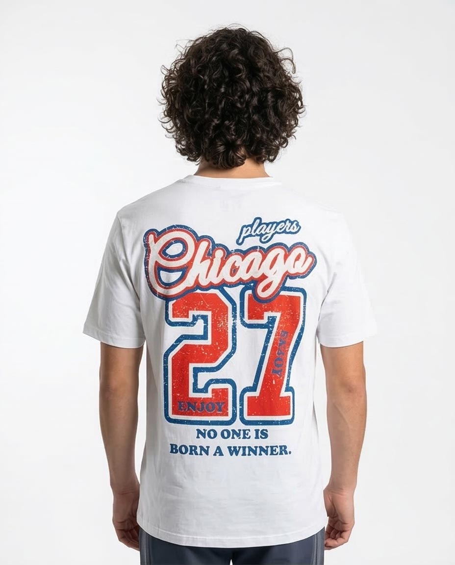 Ravin Men's "Chicago 27" Graphic Cotton T-Shirt - White - R212490