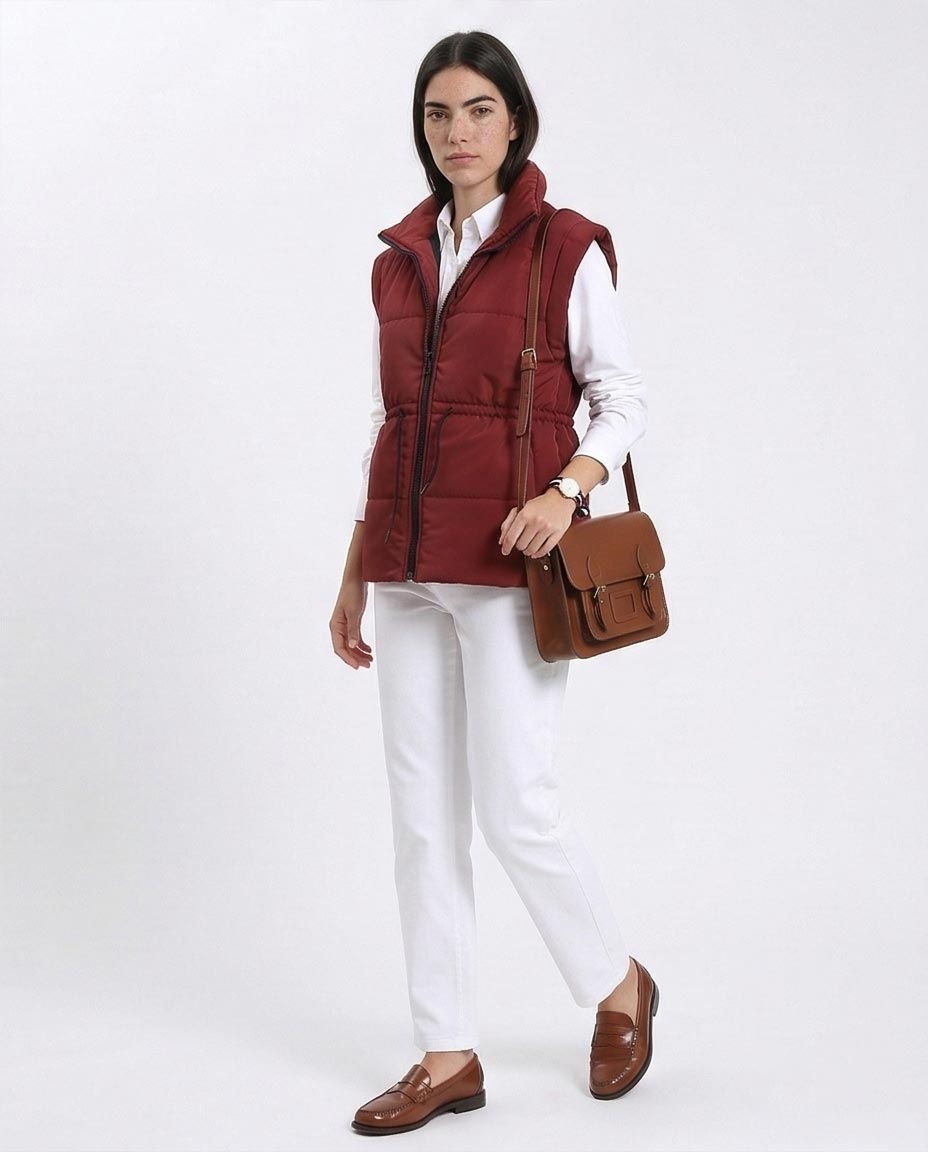 Ravin Women’s Cinched-Waist Padded Puffer Vest – Burgundy - R212524