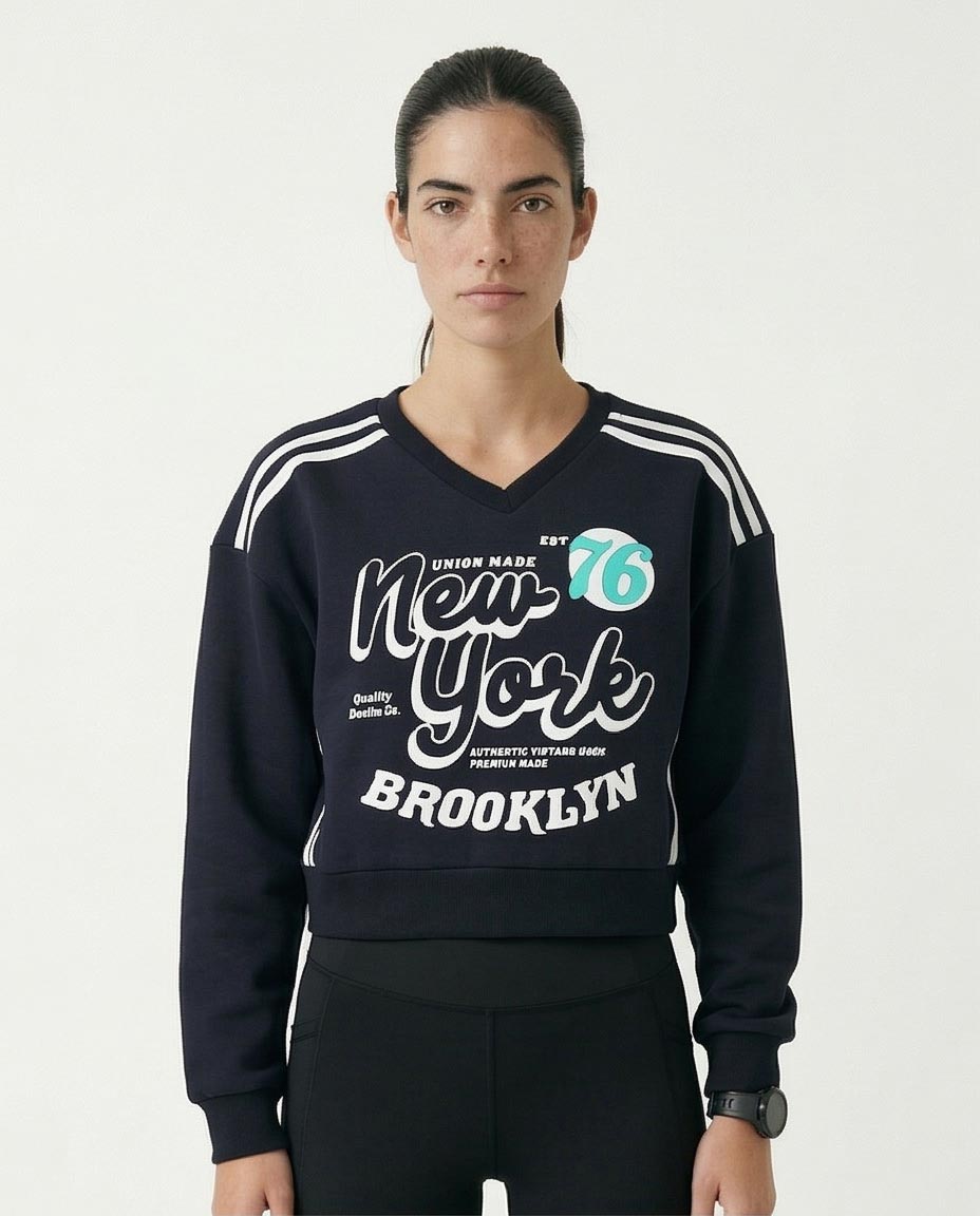 Women's Sport Luxe Cropped Brooklyn Sweatshirt - Black