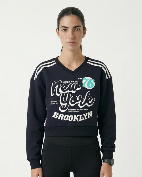 Women's Sport Luxe Cropped Brooklyn Sweatshirt - Black