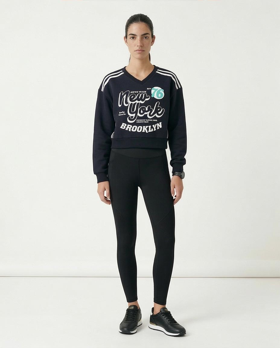 Ravin Women’s Sport Luxe Cropped Brooklyn Sweatshirt - Black – R212666
