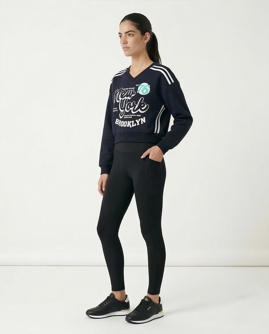 Ravin Women’s Sport Luxe Cropped Brooklyn Sweatshirt - Black – R212666