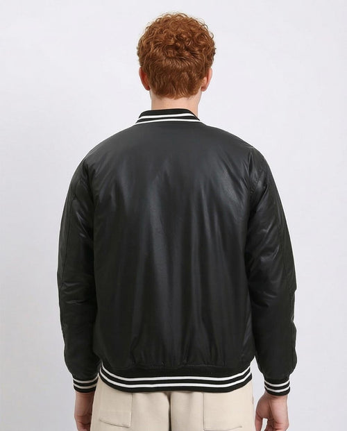 Ravin Men's Satin-Finish Heritage Varsity Jacket – Black - R213113