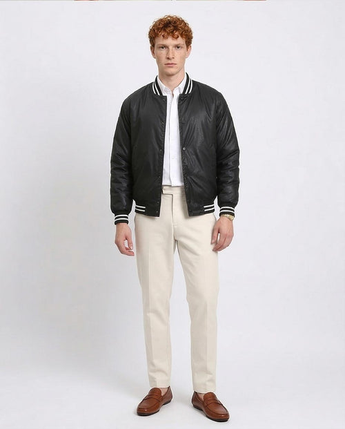 Ravin Men's Satin-Finish Heritage Varsity Jacket – Black - R213113