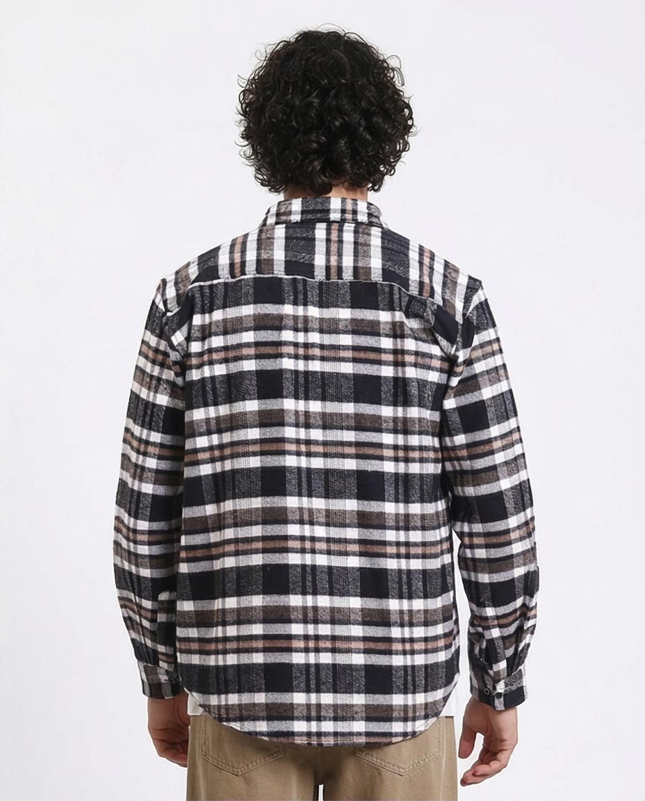 قميص فلانيل منقوش بقصة مريحة للرجال من ريفين - متعدد الألوان ترابي - R213198