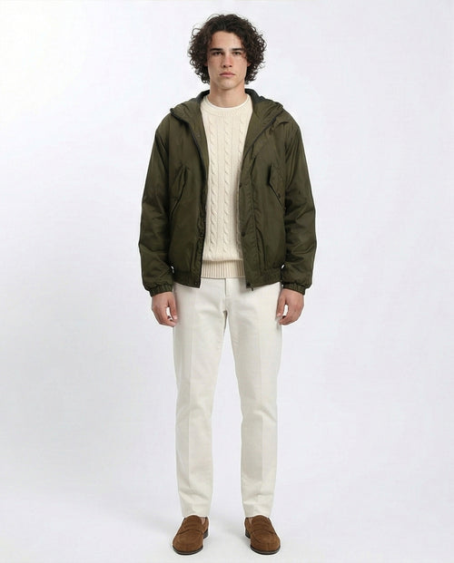R214163 - Solid Bomber Jacket with Multi Pockets - Dark Khaki
