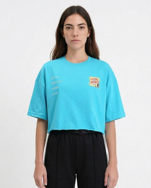 Ravin Women’s "Palatable" Graphic Cropped T-Shirt – Turquoise - R214640