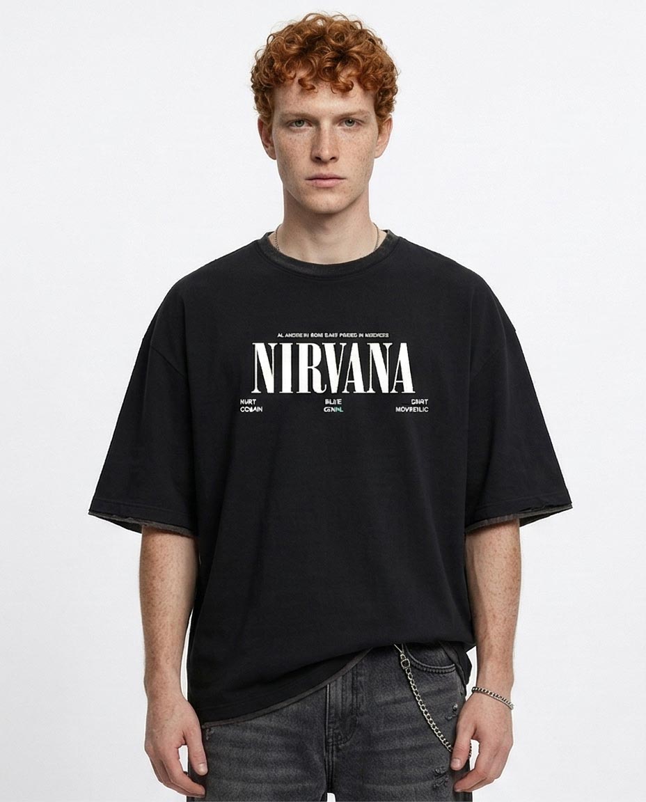 Nirvana "in Memory" Oversized Graphic Tee - Black