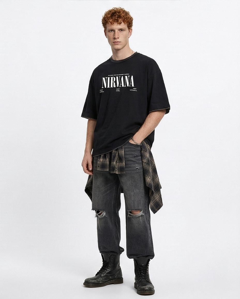 Ravin | Nirvana "In Memory" Oversized Graphic Tee – Black - R215728