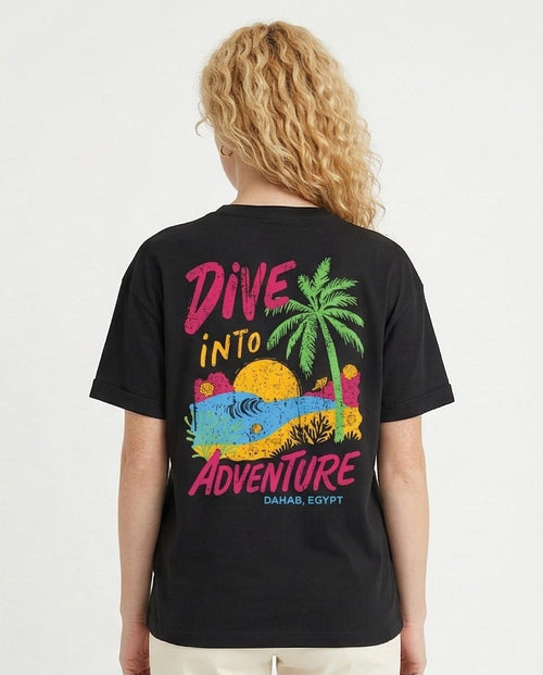 Ravin "Dive Into Adventure" Dahab Edition – Neon Graphic Oversized T-Shirt in Black -R215766