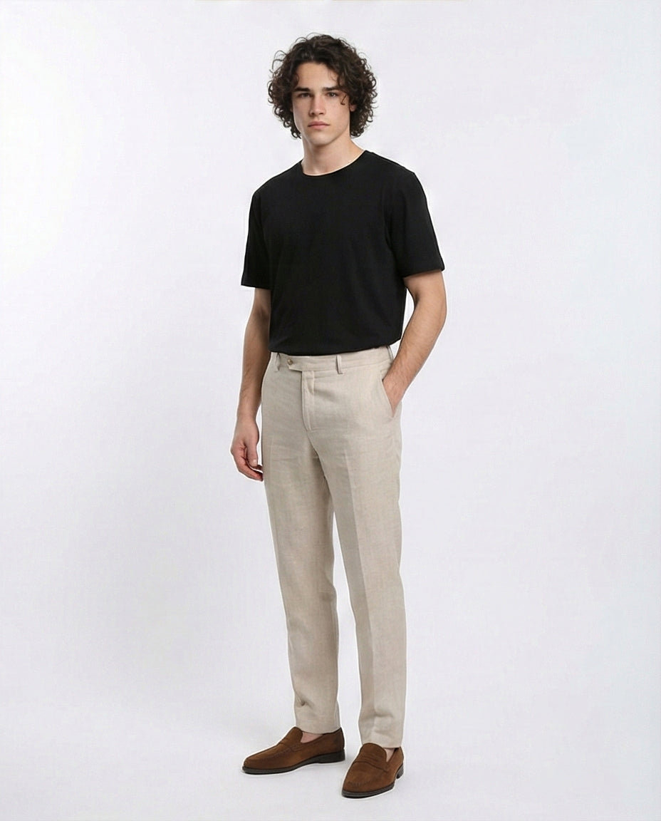 R215858 - Elbow-Sleeves Cotton Relaxed Basic Tee - Black