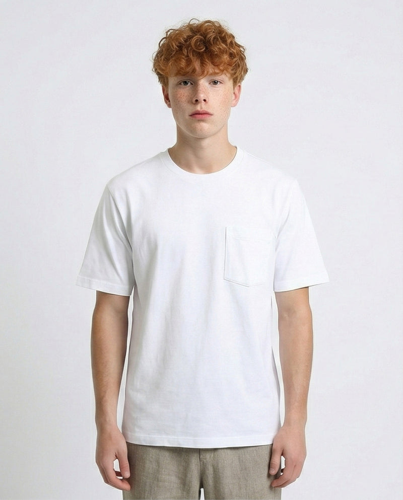 R215868 - Solid Basic Tee with Front Pocket - White