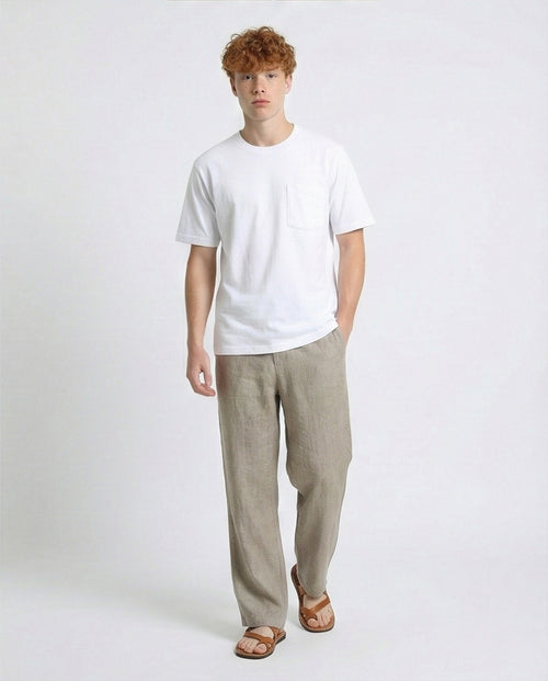 R215868 - Solid Basic Tee with Front Pocket - White