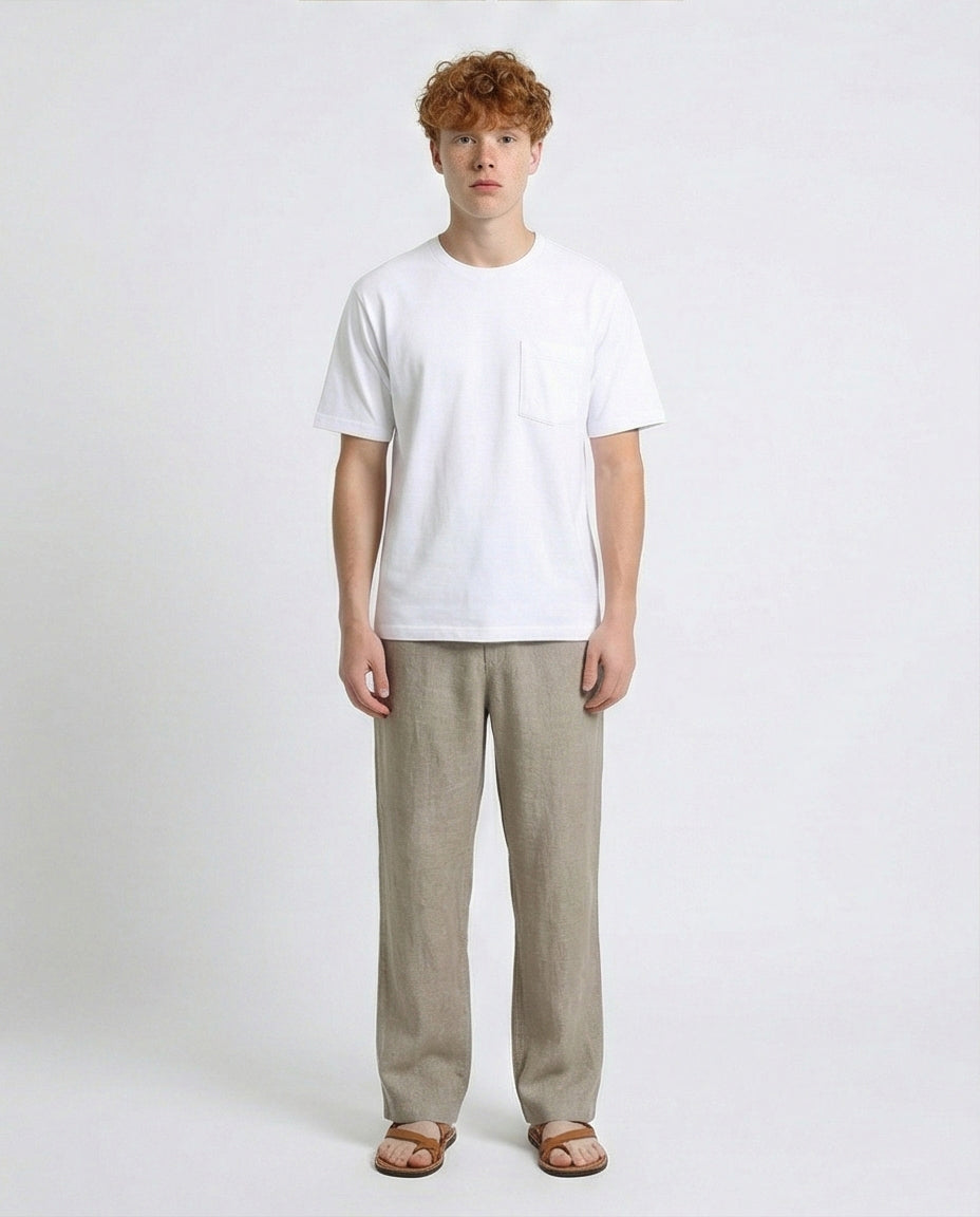 R215868 - Solid Basic Tee with Front Pocket - White