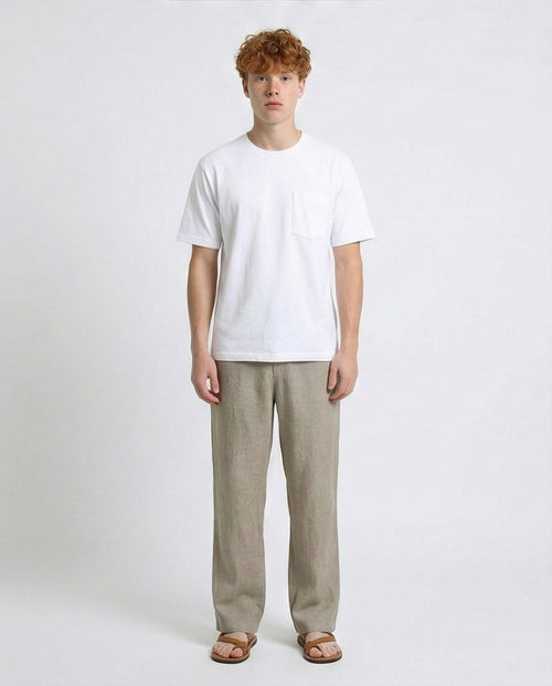R215868 - Solid Basic Tee with Front Pocket - White