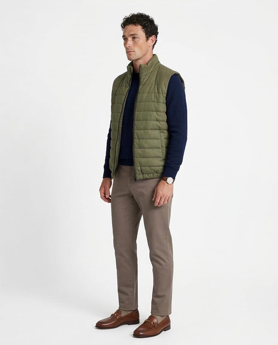 Ravin Men’s Quilted Zip-Up Gilet – Olive - R215934