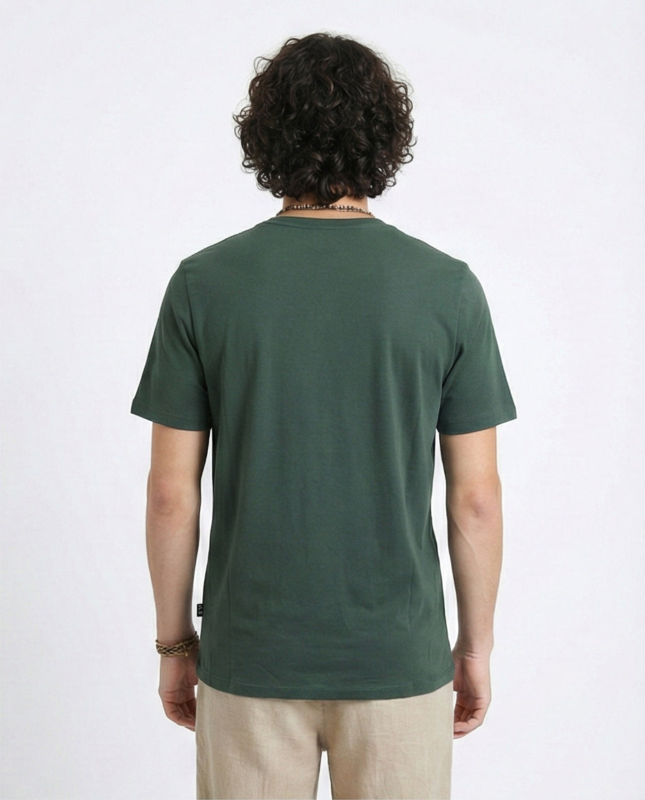 R216114 - Elbow Sleeves Solid Regular Fit Tee - Dark Jade
