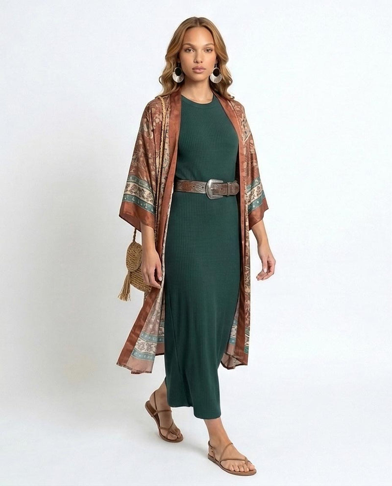 RAVIN Women’s Sleeveless Ribbed Maxi Dress – Forest Green -R216161