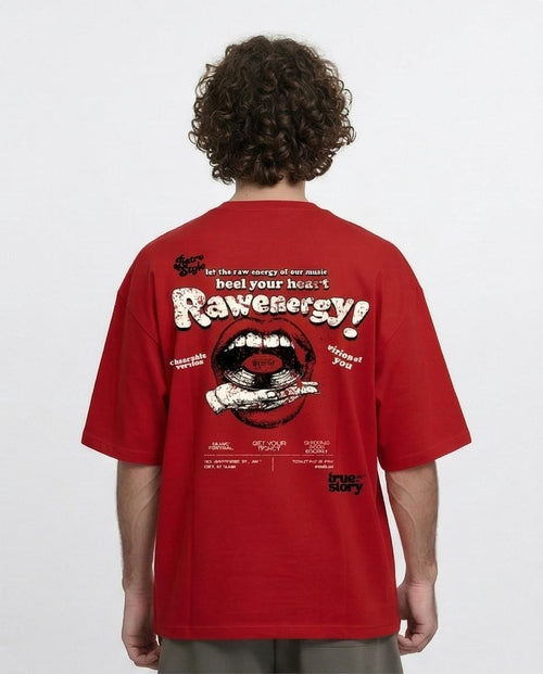 Ravin "Raw Energy" Oversized Graphic T-Shirt – Red - R216290