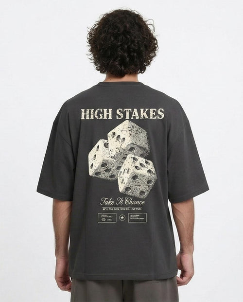 Ravin "High Stakes" Heavyweight Oversized Graphic T-Shirt – Charcoal - R216398