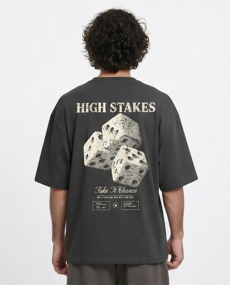 Ravin "High Stakes" Heavyweight Oversized Graphic T-Shirt – Charcoal - R216398