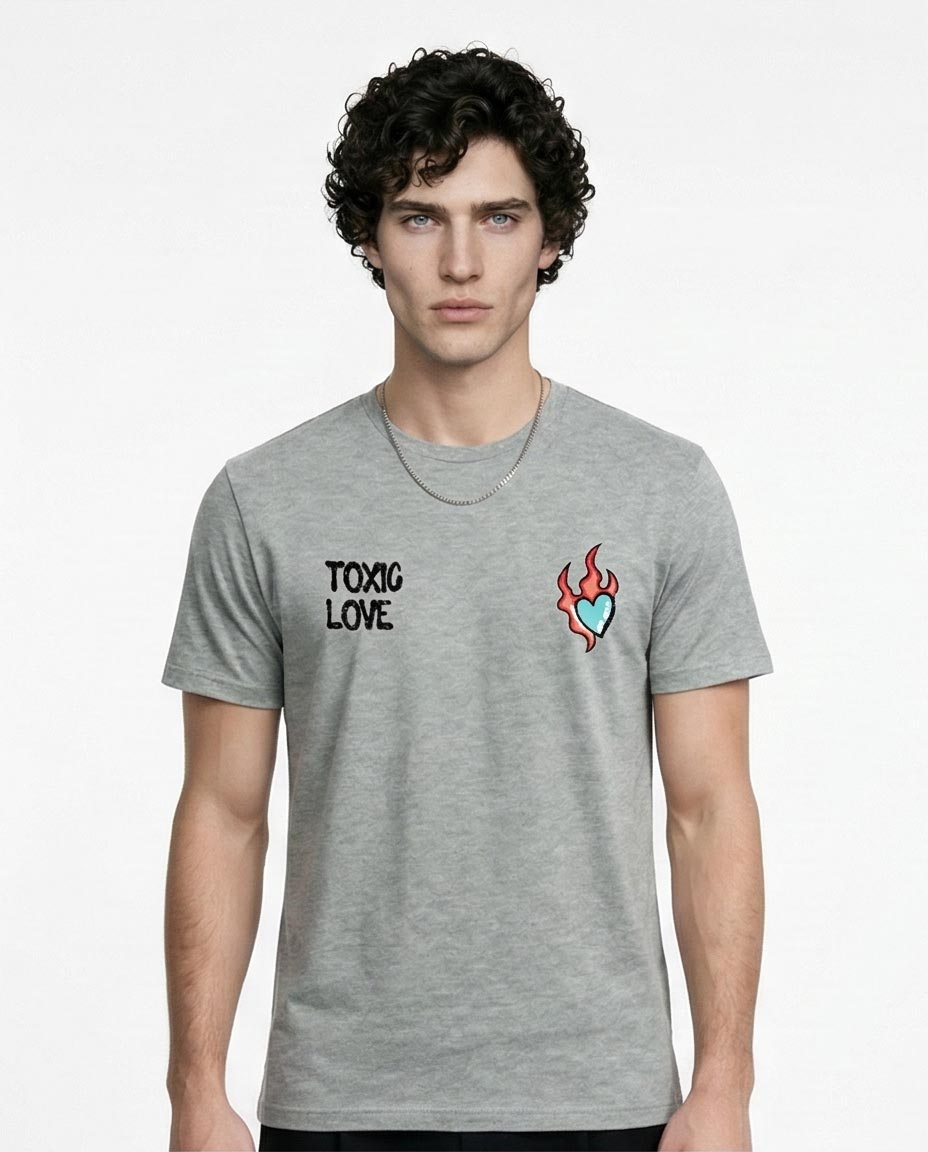 Men's "toxic Love" Graphic T-Shirt - Heather Grey