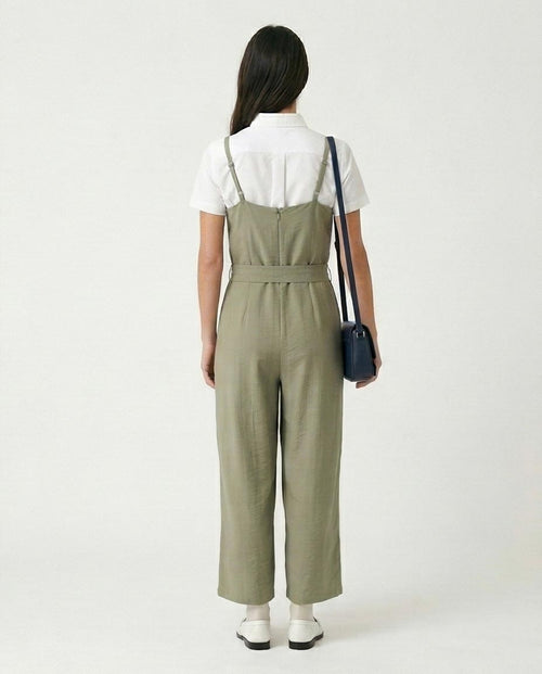 Ravin Sage Green Sleeveless Wide-Leg Jumpsuit with Waist Tie R216764