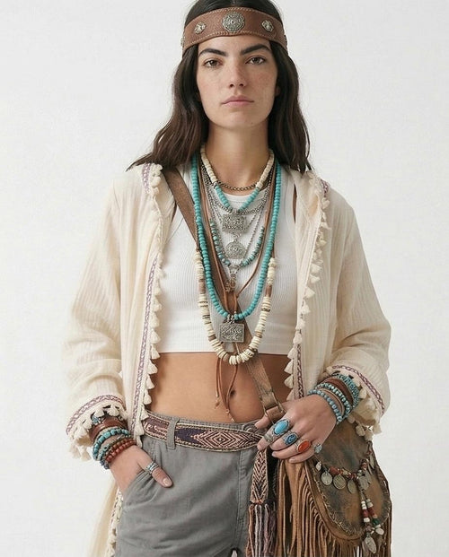 Ravin Gaia Max Boho Embellished Gauze Hooded Duster  - R217017