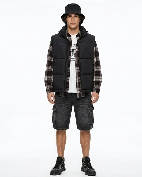 Modern Explorer Washed Black Denim Cargo Shorts - R217184