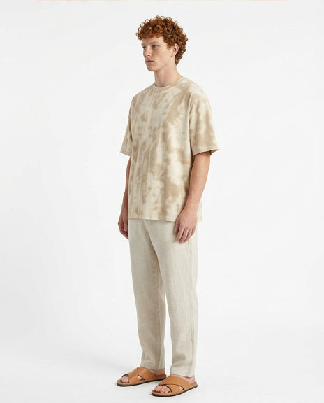 Men's Beige Tie-Dye Oversized T-Shirt | Ravin - R217585 – RAVIN