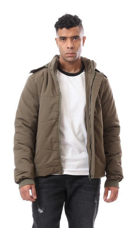 O197492 Long Sleeves Puffer Jacket with Side Zipped Pockets - Black