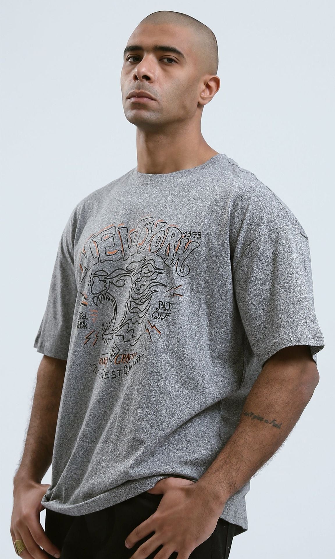 Urban Graphic Heather Grey Relaxed Fit Tee - 0190743