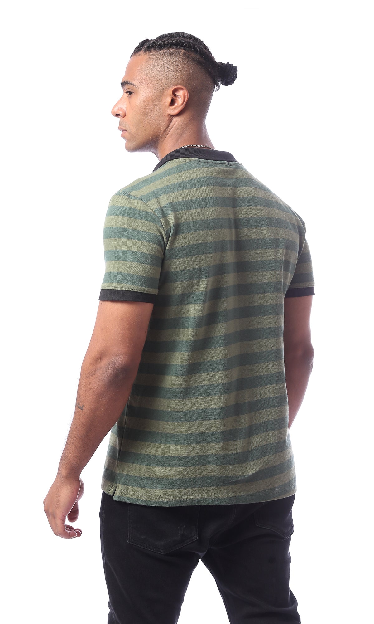 O154970 Stripped Short Sleeved With A Collar Polo Shirt